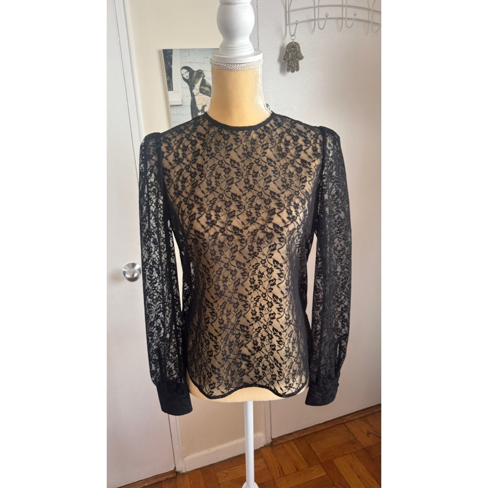 Chic Black Lace Women's Blouse